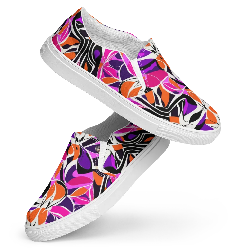 Neon Monarch on Women's Slip-On Canvas Shoes — Front