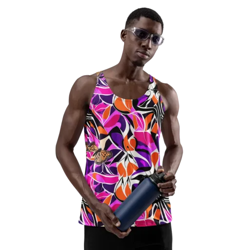 Neon Monarch on a Men's Tank Top