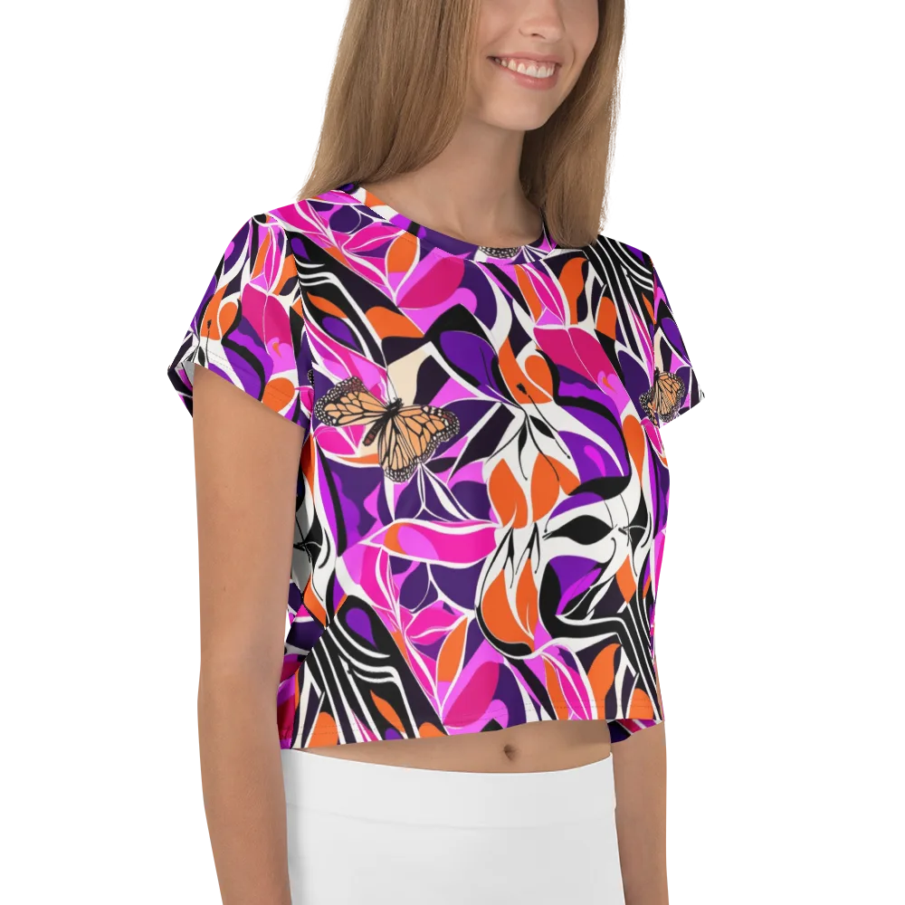 Neon Monarch on Crop Tee — Right