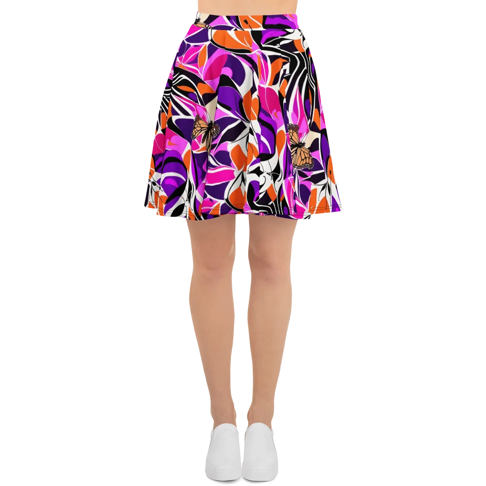 Neon Monarch on Skater Skirt — Front