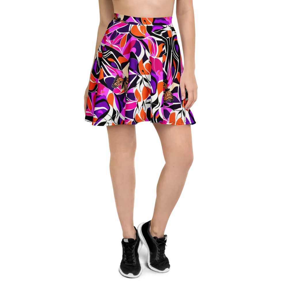 Neon Monarch on Skater Skirt — Front