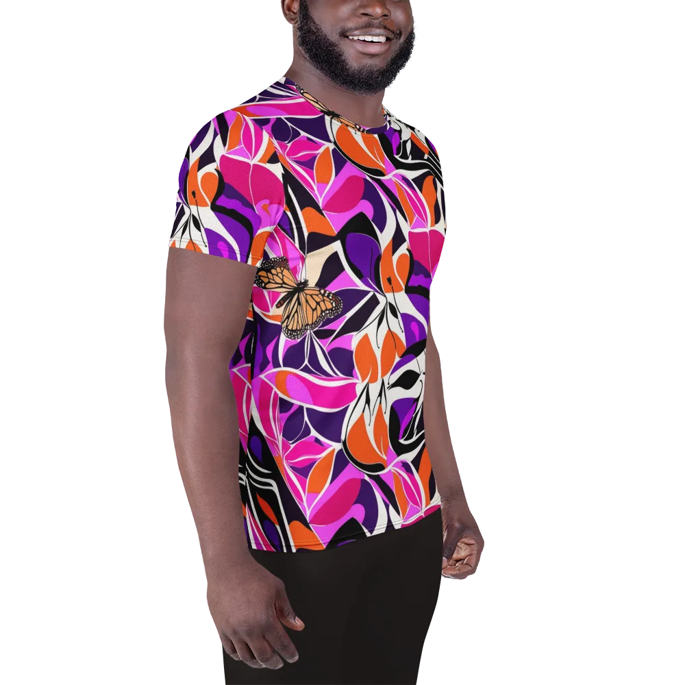 Neon Monarch on Men's Athletic T-Shirt — Right