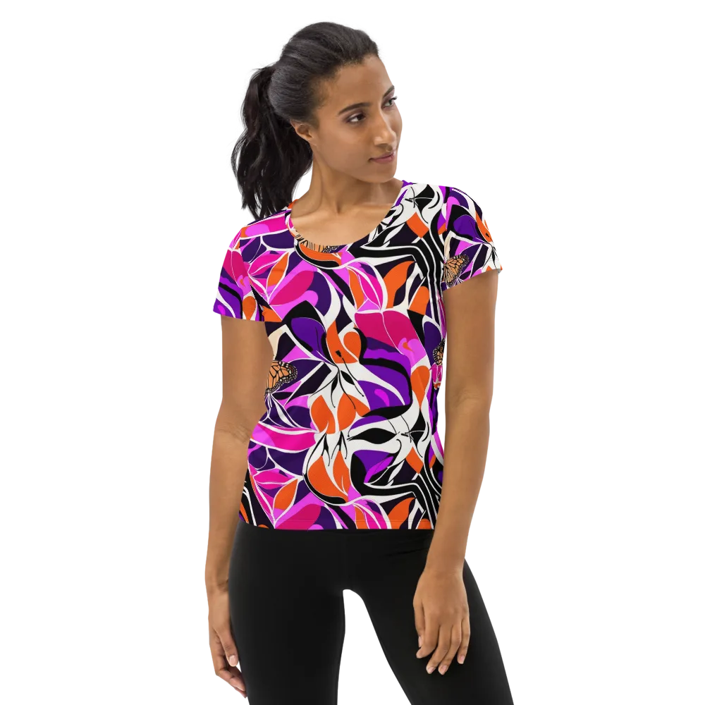 Neon Monarch on Women's Athletic T-Shirt — Front
