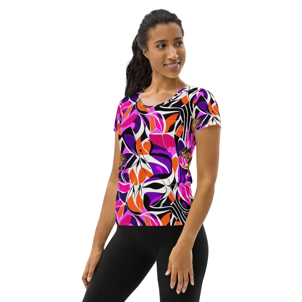 Neon Monarch on Women's Athletic T-Shirt — Left