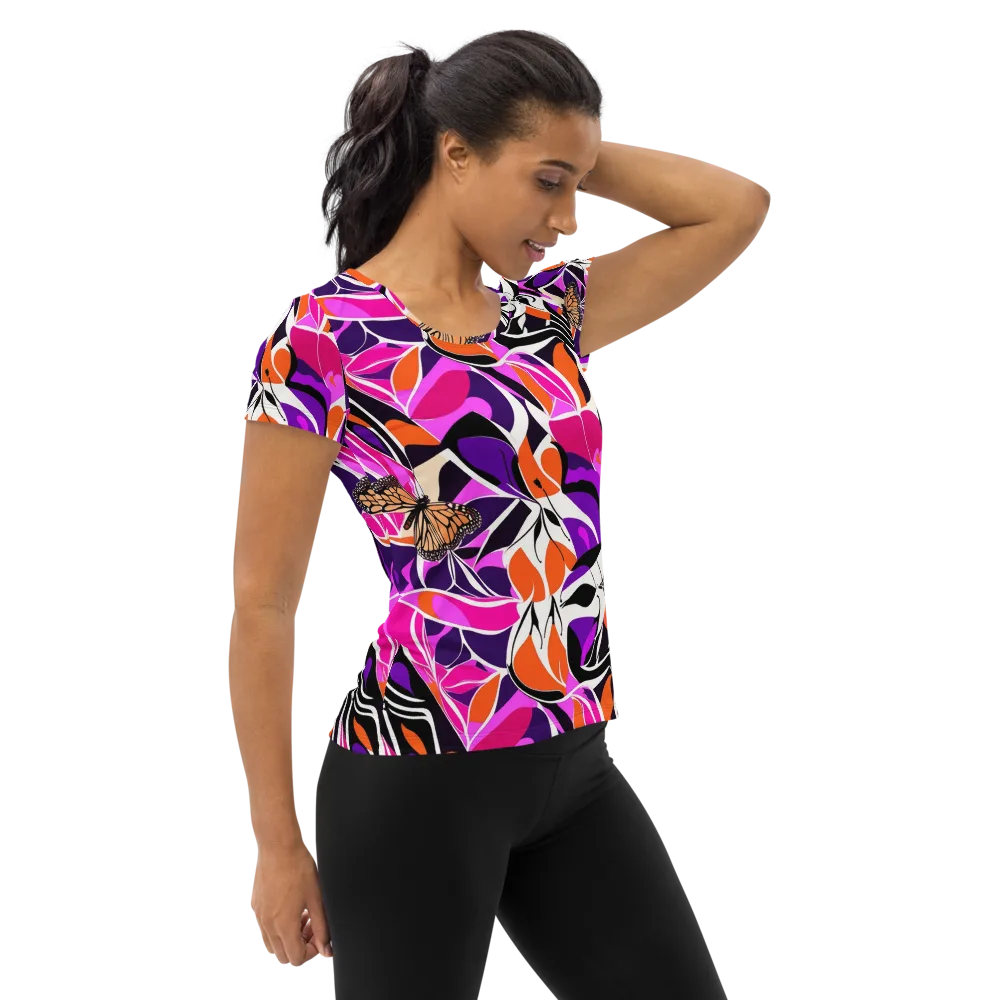 Neon Monarch on Women's Athletic T-Shirt — Right
