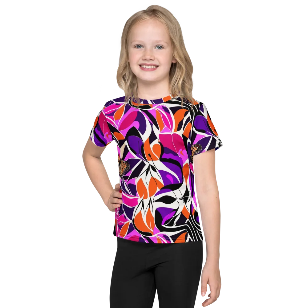 Neon Monarch on Kids Crew Neck T-Shirt — Front