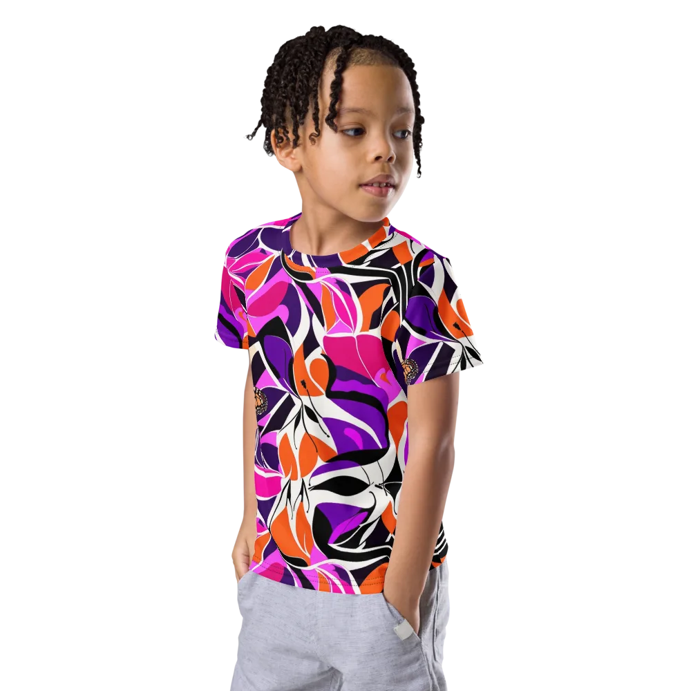 Neon Monarch on Kids Crew Neck T-Shirt — Left Front