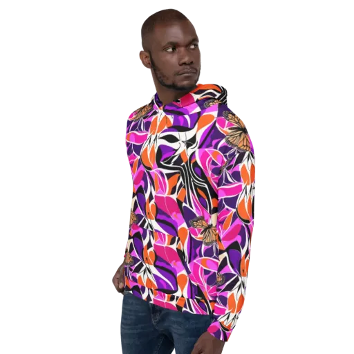 Neon Monarch on a Hoodie