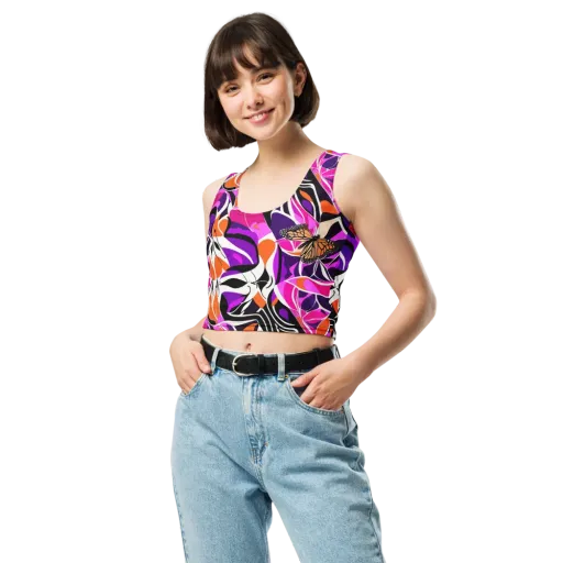 Neon Monarch on a Crop Top