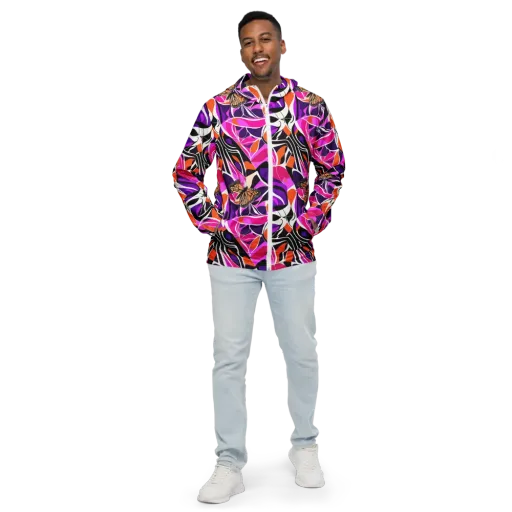 Neon Monarch on a Men's Windbreaker