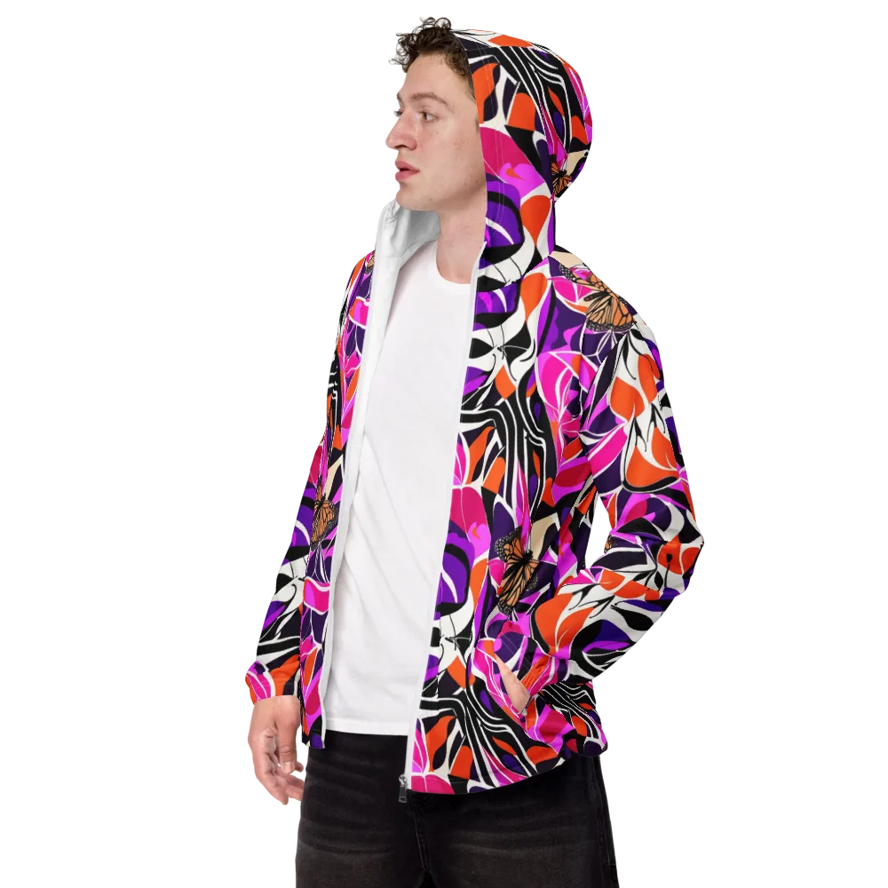 Neon Monarch on Men's Windbreaker — Left Front
