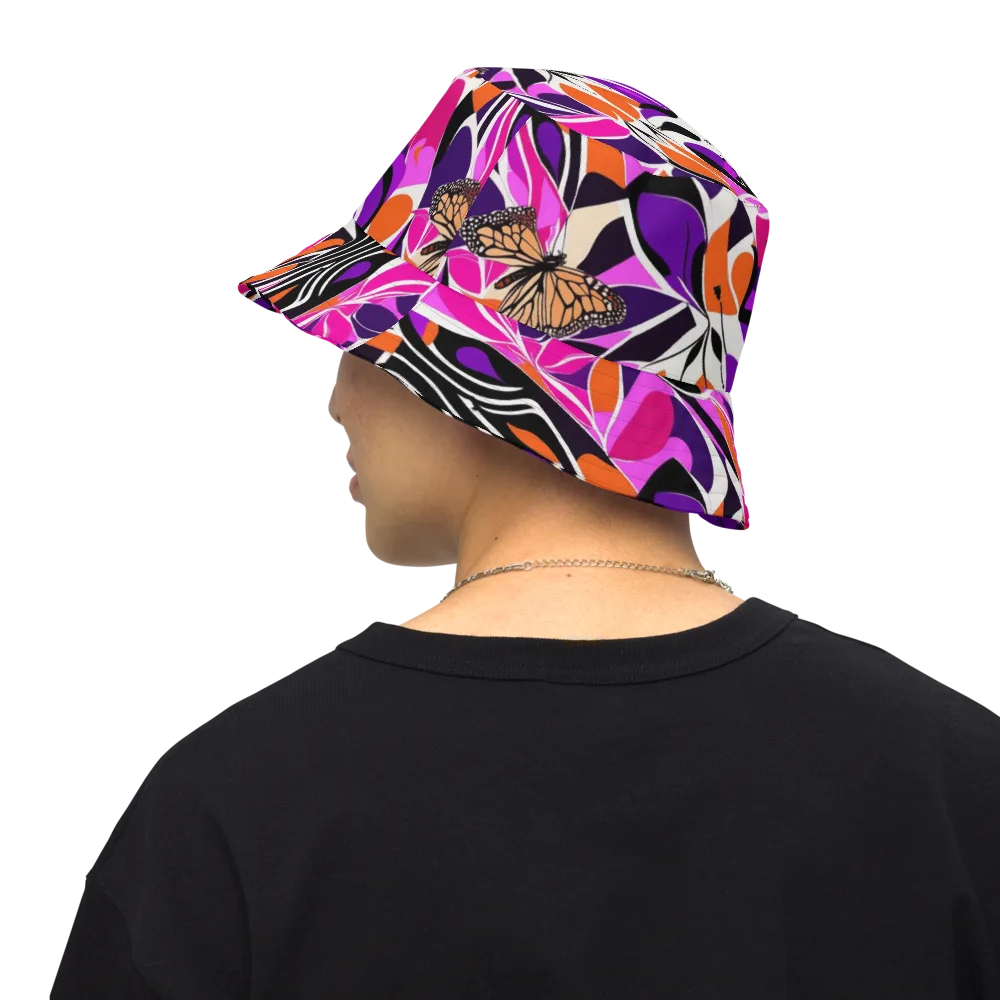 Neon Monarch on Reversible Bucket Hat — Back Inside