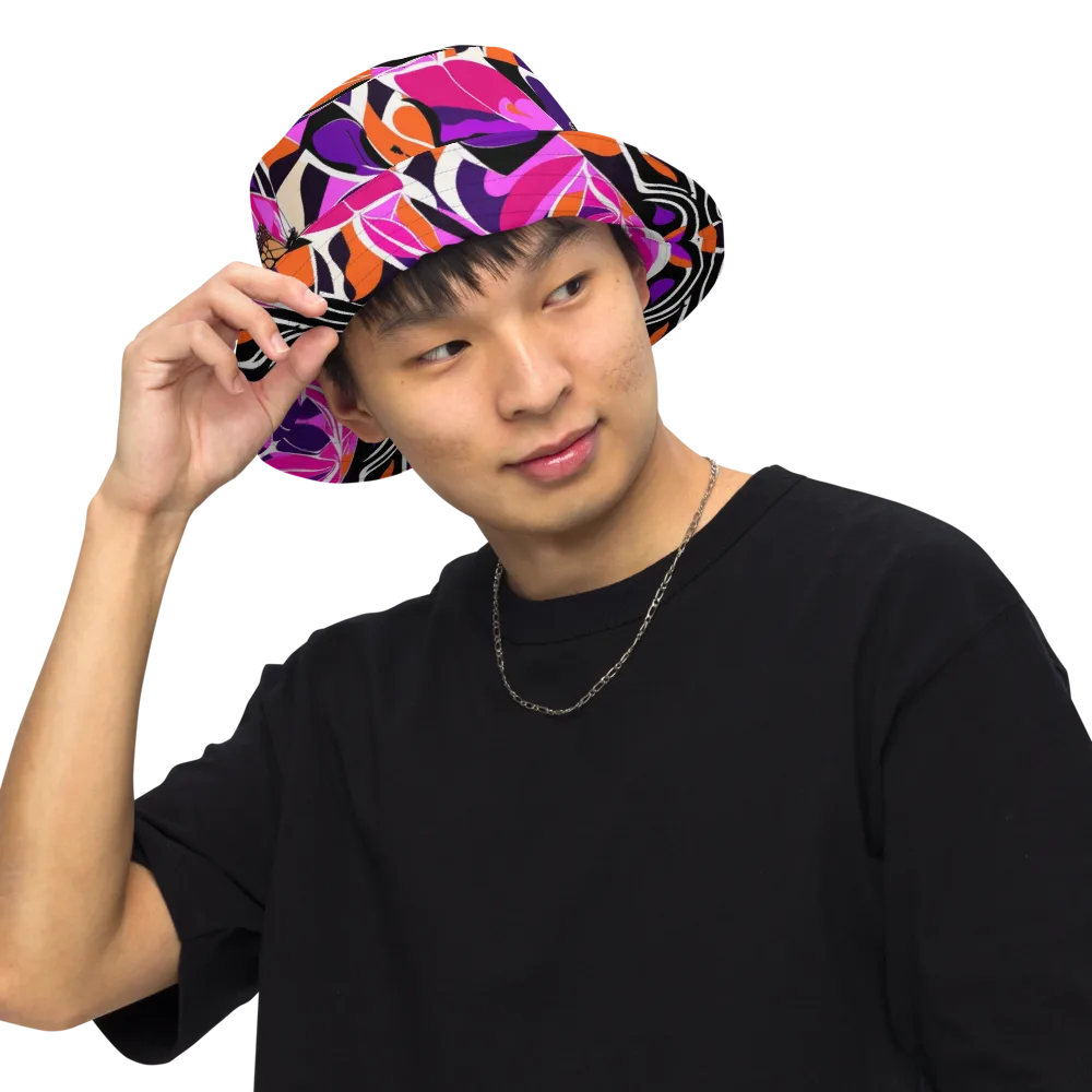 Neon Monarch on Reversible Bucket Hat — Front Inside
