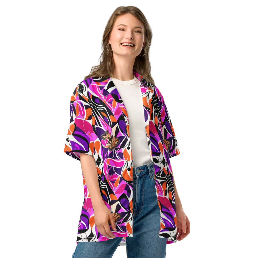 Neon Monarch on Button Shirt — Front