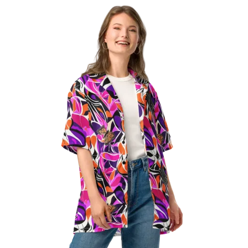 Neon Monarch on a Button Shirt