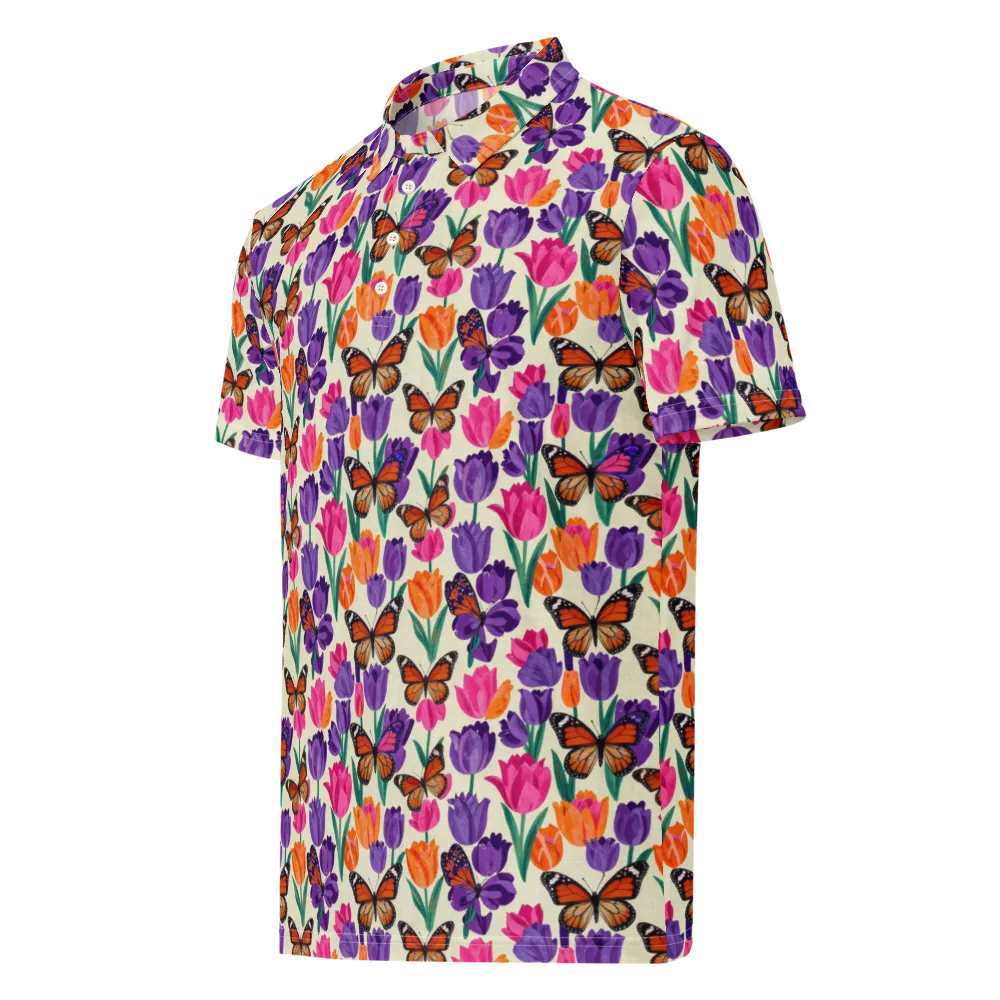 Electric Spring on Men's Slim Fit Polo Shirt — Left Front