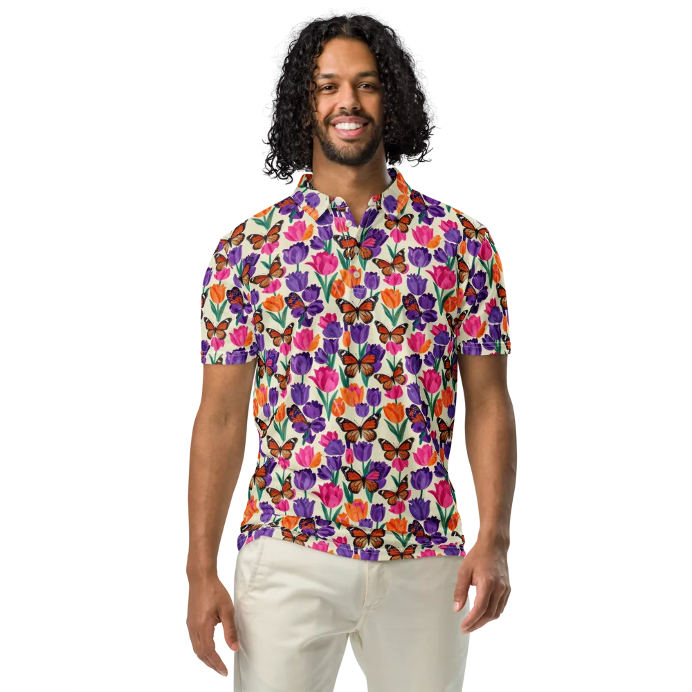 Electric Spring on Men's Slim Fit Polo Shirt — Front