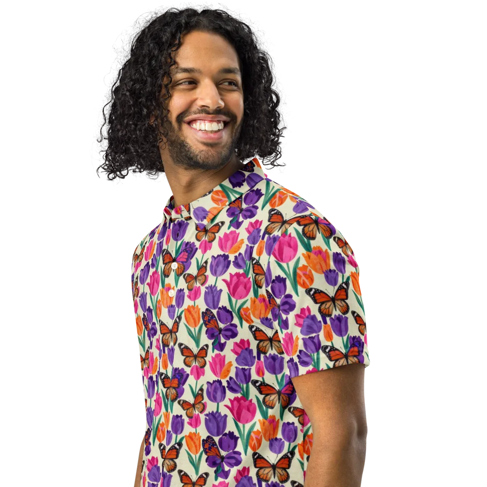 Electric Spring on Men's Slim Fit Polo Shirt — Left Front