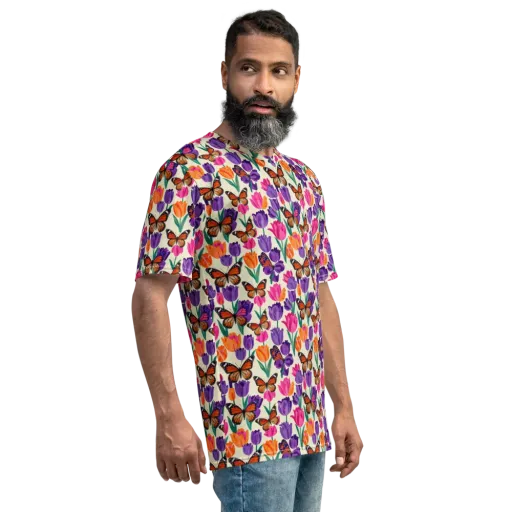 Electric Spring on a Men's Crew Neck T-Shirt