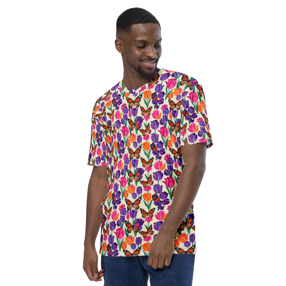 Electric Spring on Men's Crew Neck T-Shirt — Left