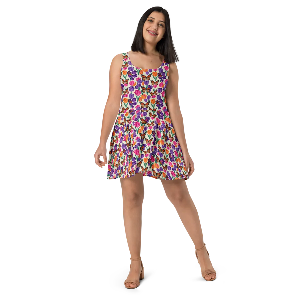 Electric Spring on Skater Dress — Front