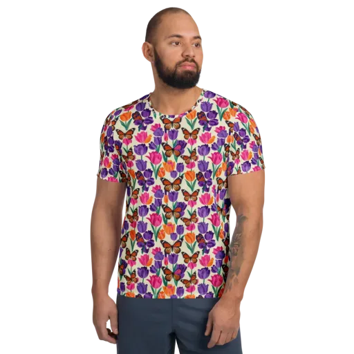 Electric Spring on a Men's Athletic T-Shirt
