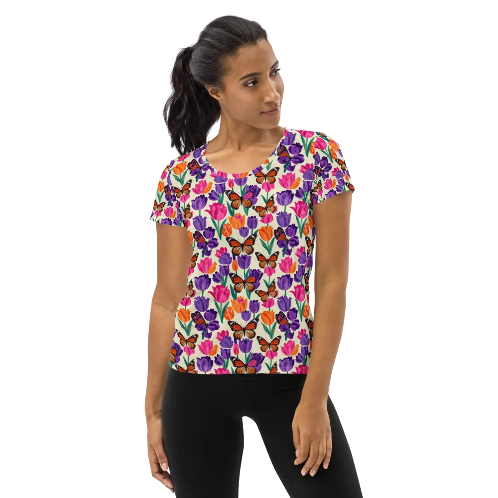 Electric Spring on Women's Athletic T-Shirt — Front