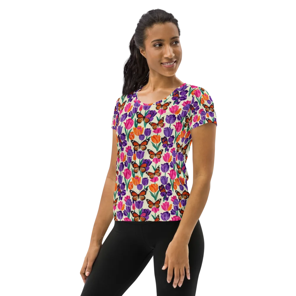 Electric Spring on Women's Athletic T-Shirt — Left