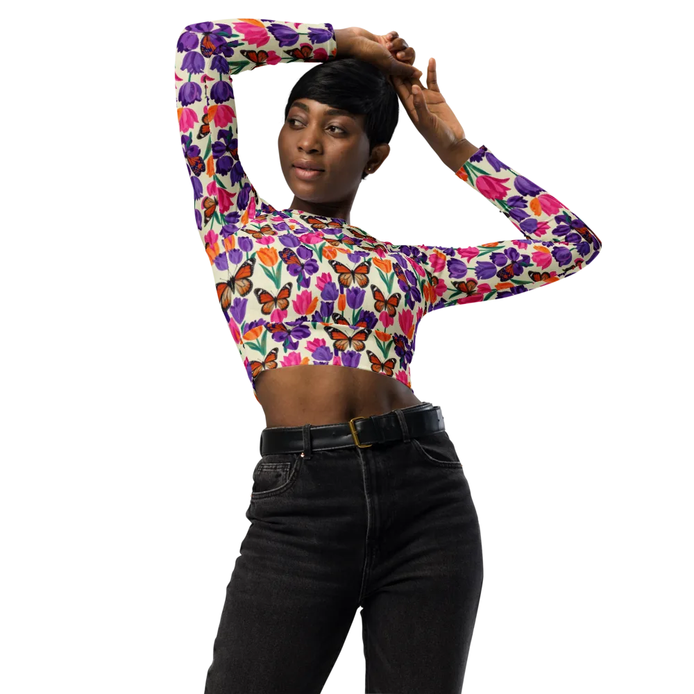 Electric Spring on Long Sleeve Crop Top — Front