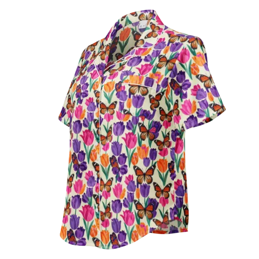 Electric Spring on a Women's Short Sleeve Pajama Top