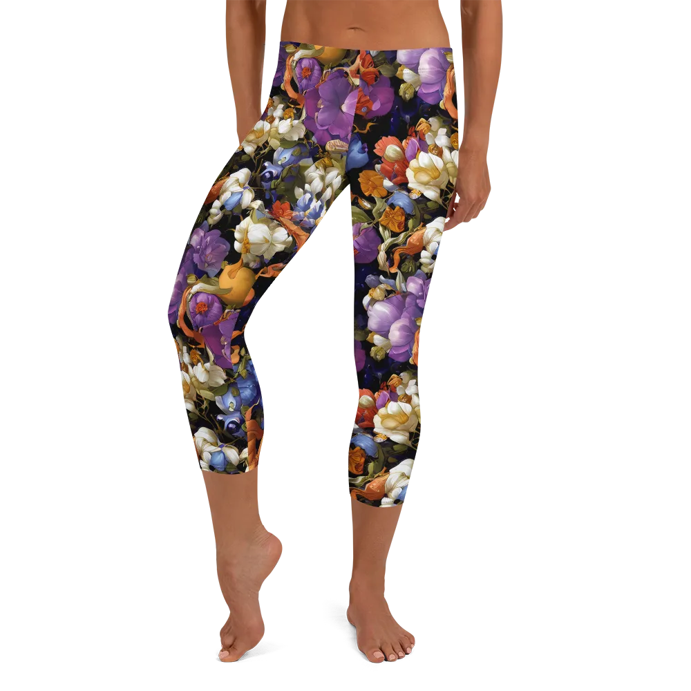 Blooming Cosmos on Capri Leggings — Front