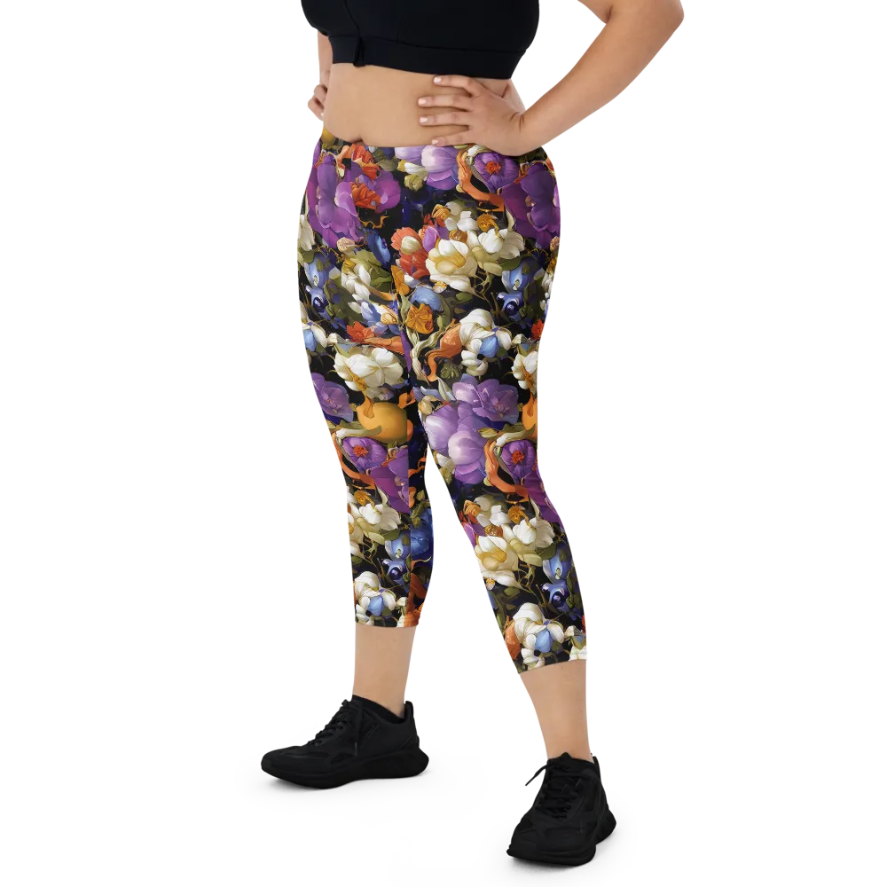 Blooming Cosmos on Capri Leggings — Front