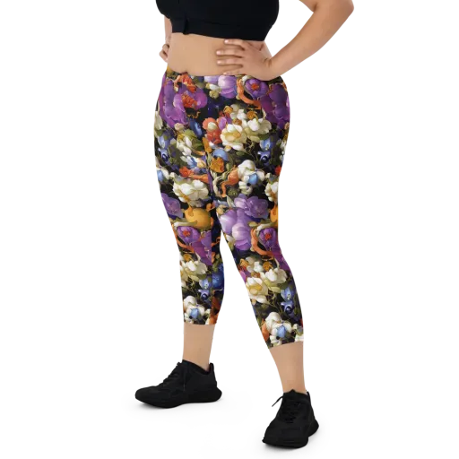 Blooming Cosmos on a Capri Leggings
