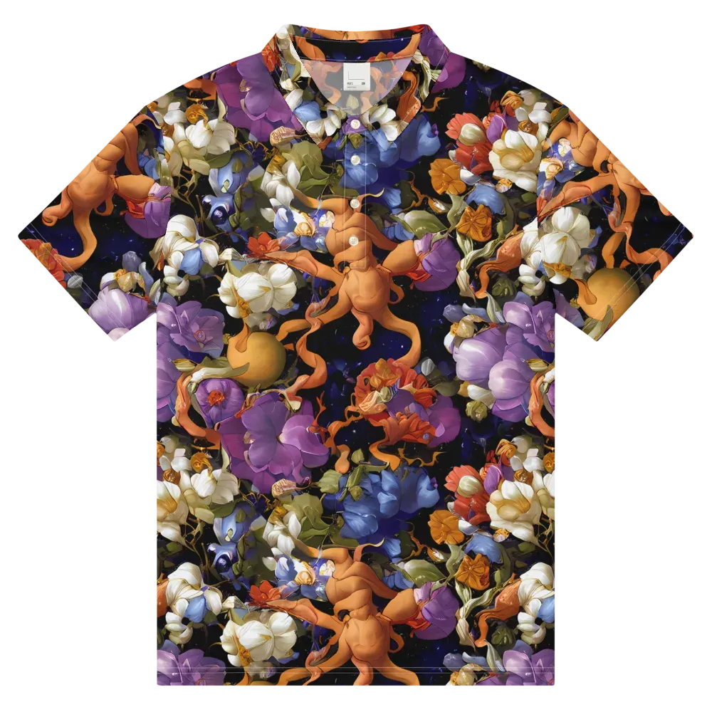 Blooming Cosmos on Men's Slim Fit Polo Shirt — Front