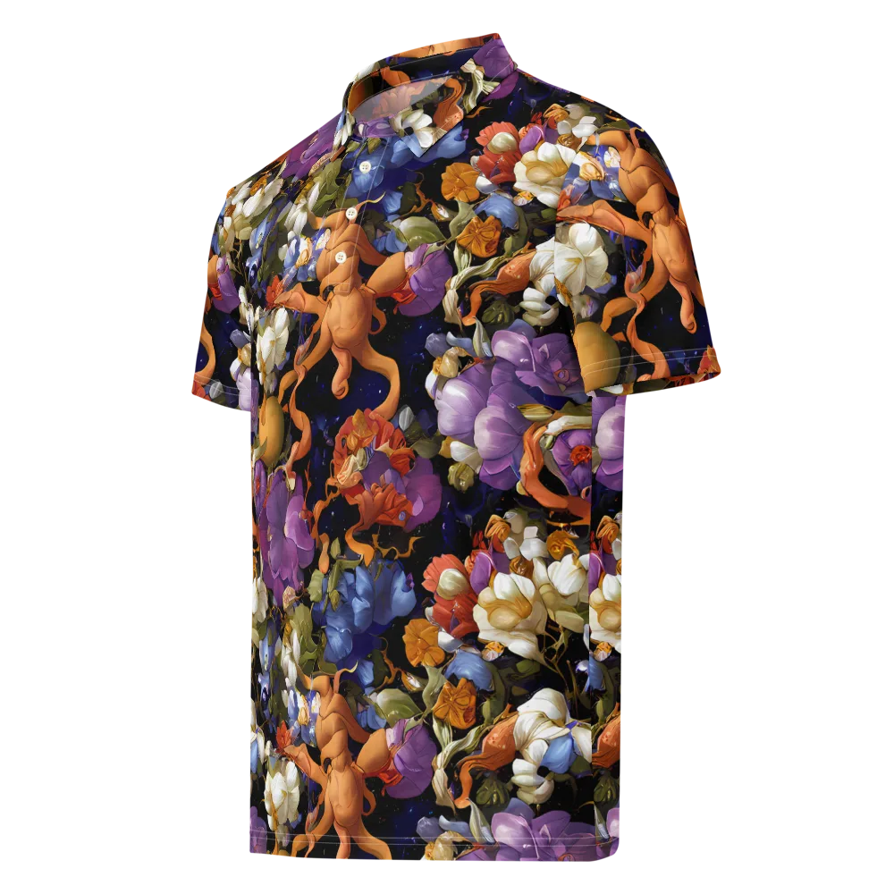 Blooming Cosmos on Men's Slim Fit Polo Shirt — Left Front