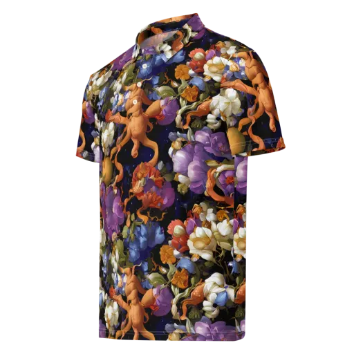 Blooming Cosmos on a Men's Slim Fit Polo Shirt