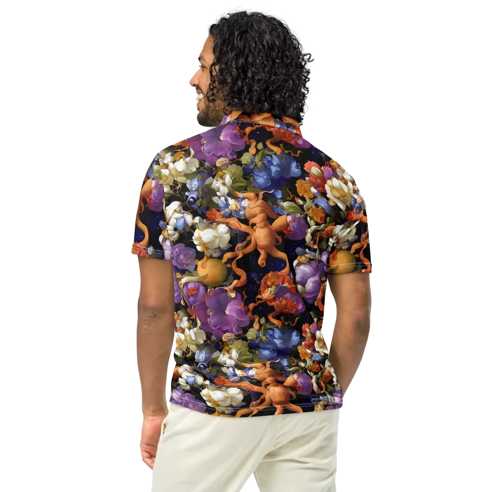 Blooming Cosmos on Men's Slim Fit Polo Shirt — Back