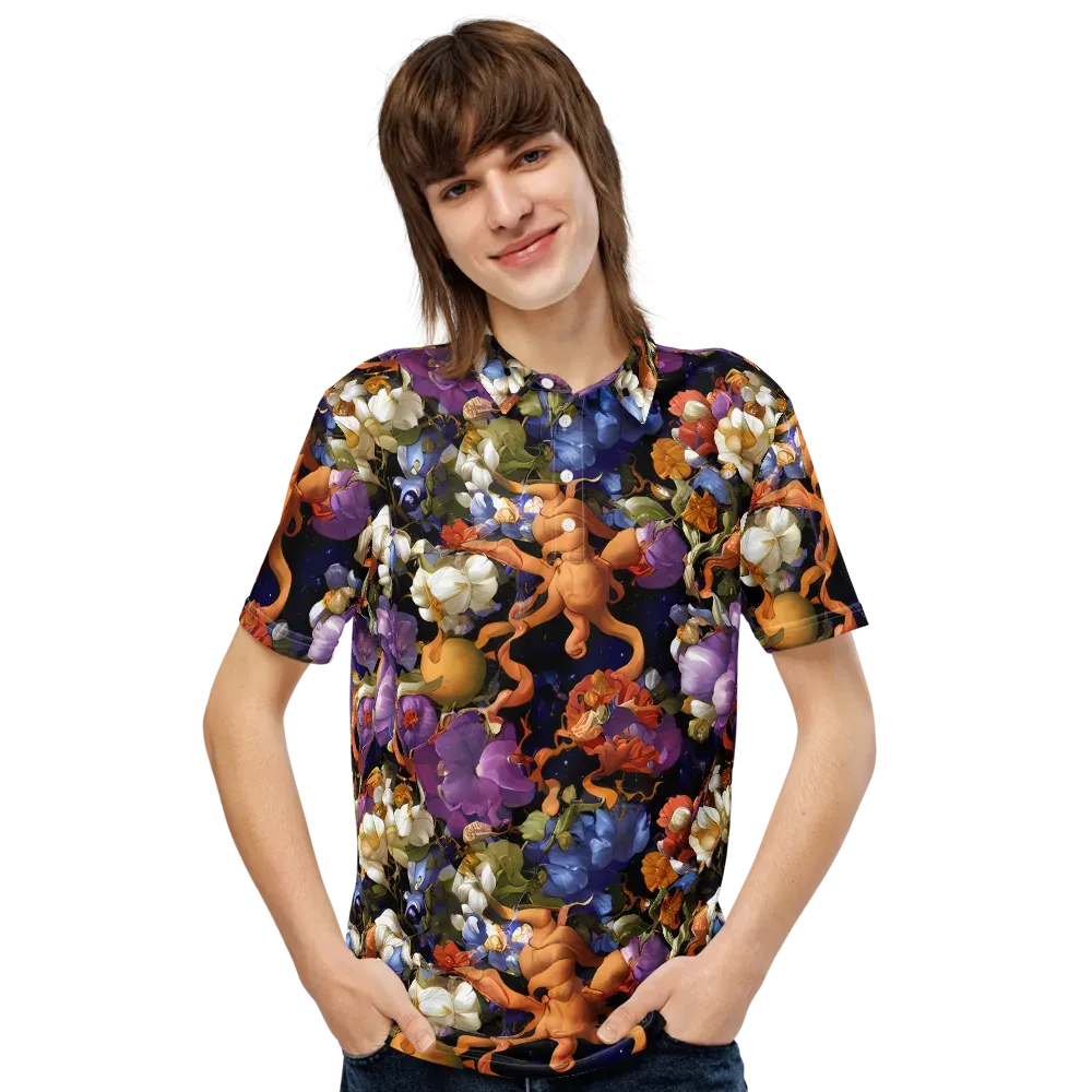 Blooming Cosmos on Men's Slim Fit Polo Shirt — Front