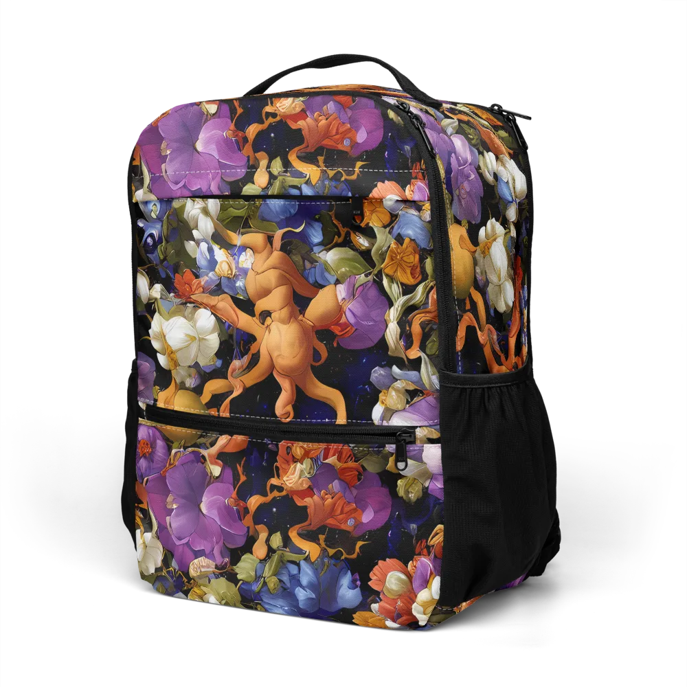 Blooming Cosmos on Utility Backpack — Left Front