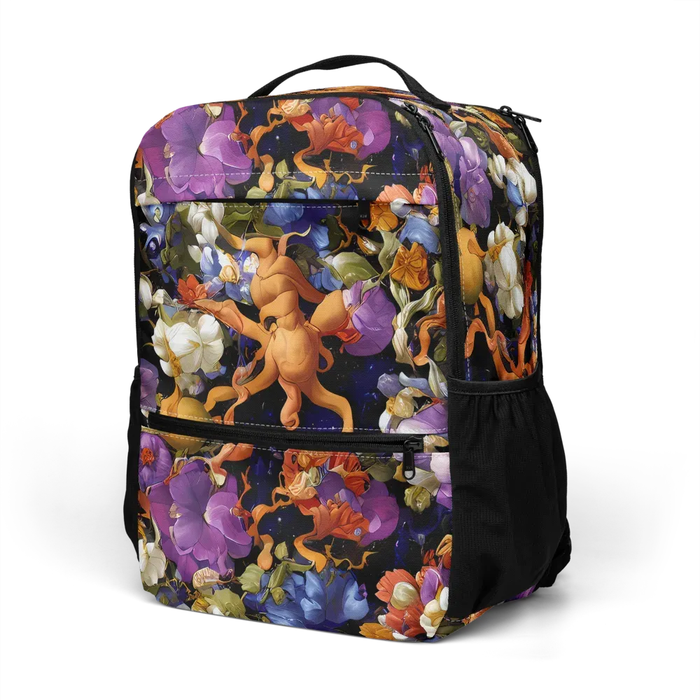 Blooming Cosmos on Utility Backpack — Left Front