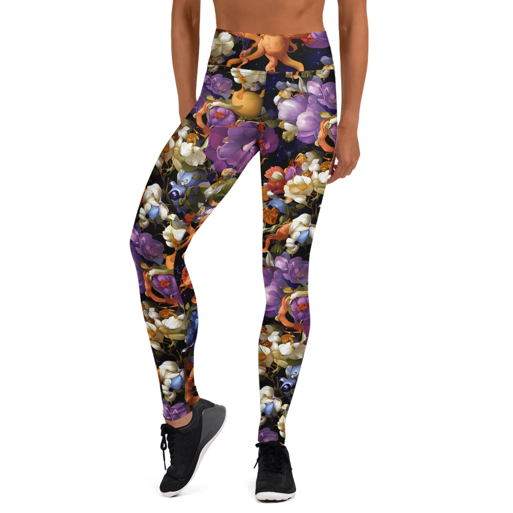Blooming Cosmos on Yoga Leggings — Front