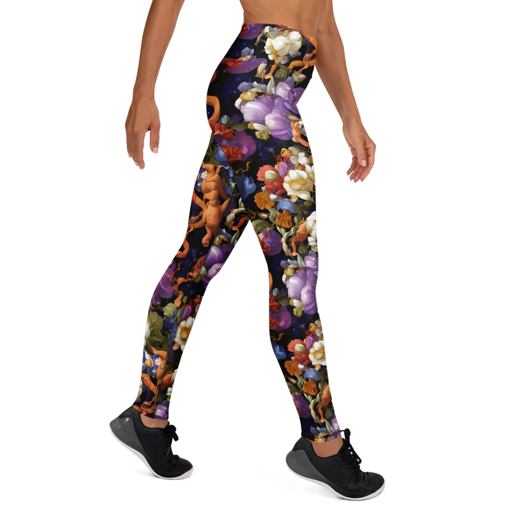 Blooming Cosmos on Yoga Leggings — Right