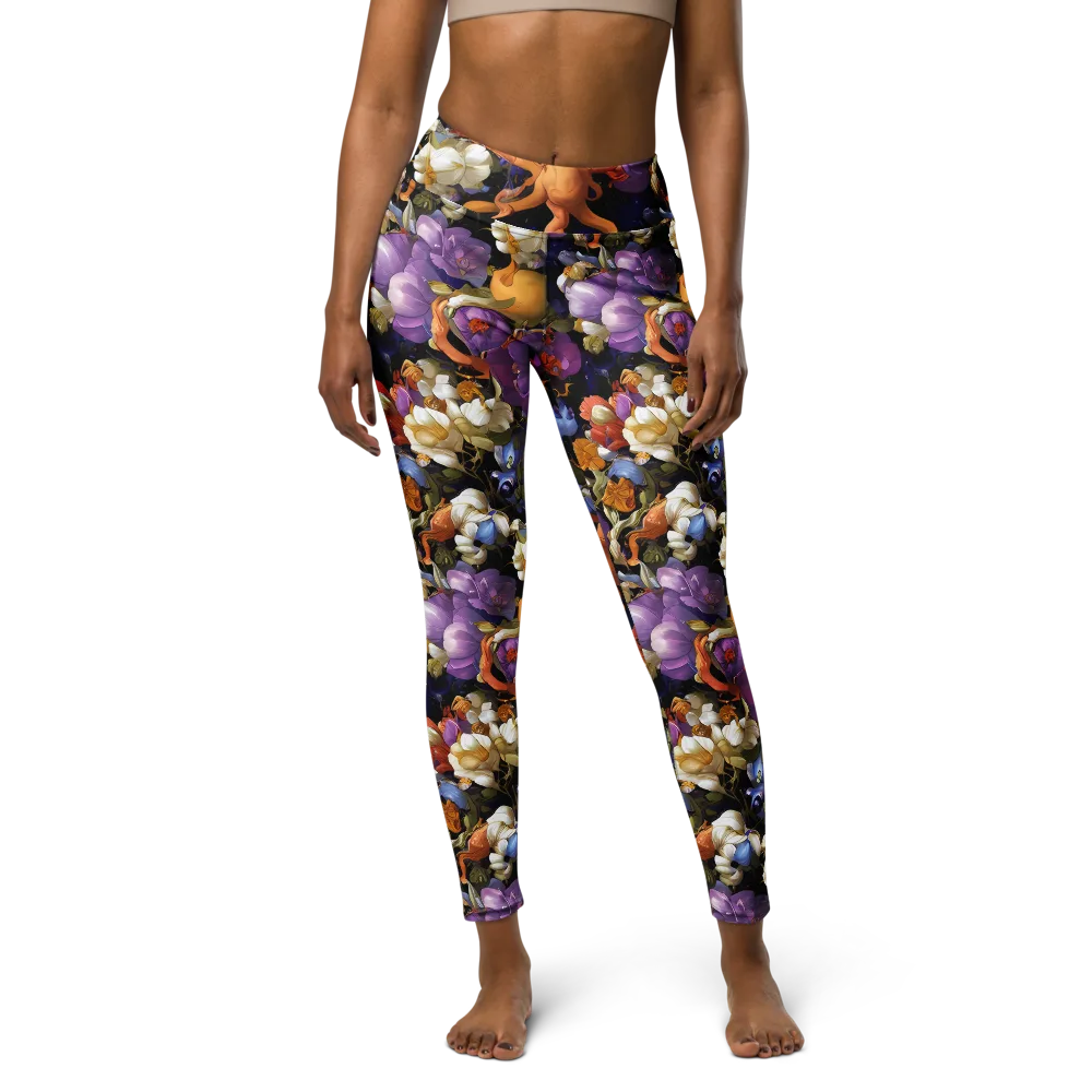 Blooming Cosmos on Yoga Leggings — Front
