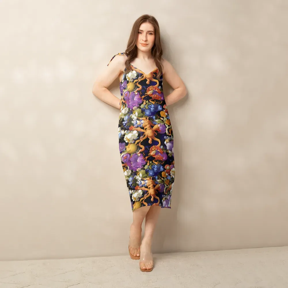 Blooming Cosmos on Slip Dress — Front