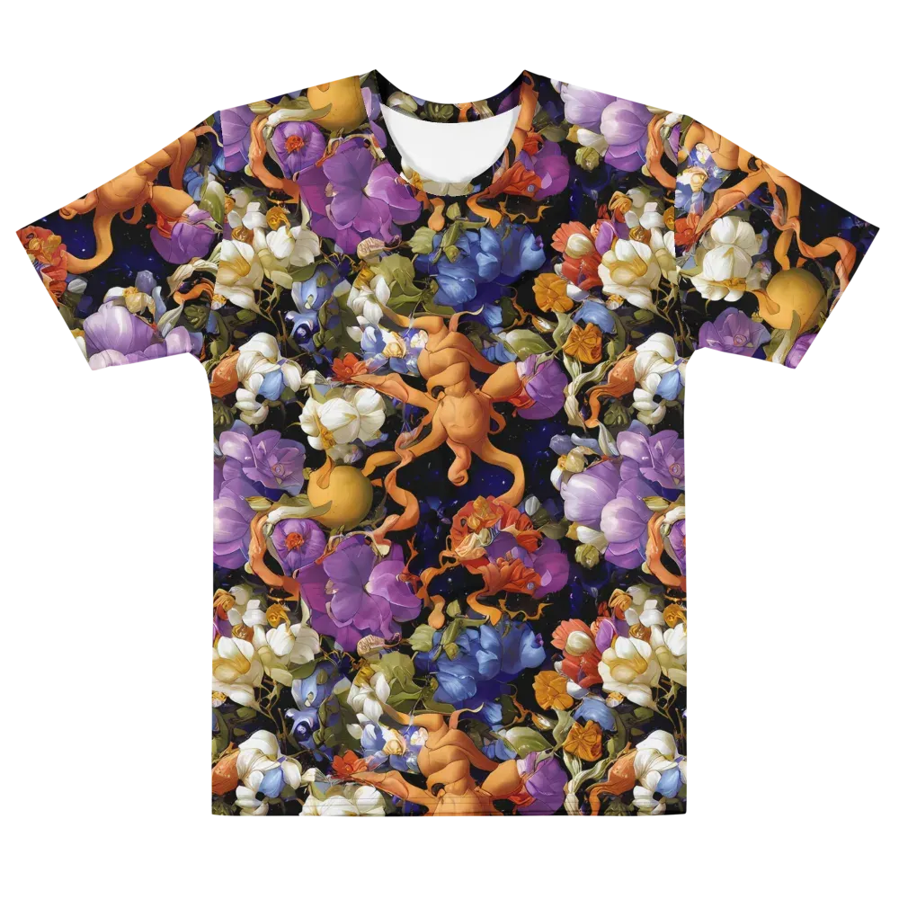 Blooming Cosmos on Men's Cotton Crew Neck T-Shirt — Front