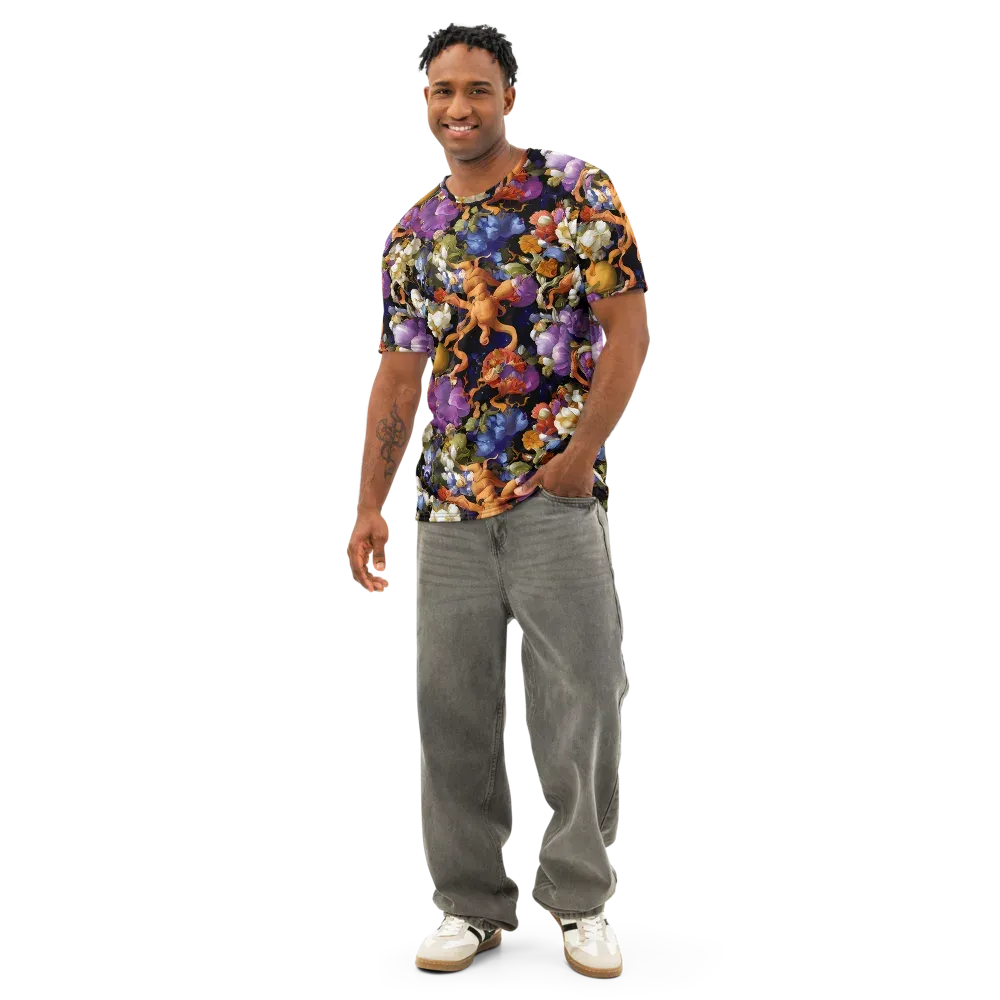 Blooming Cosmos on Men's Cotton Crew Neck T-Shirt — Front