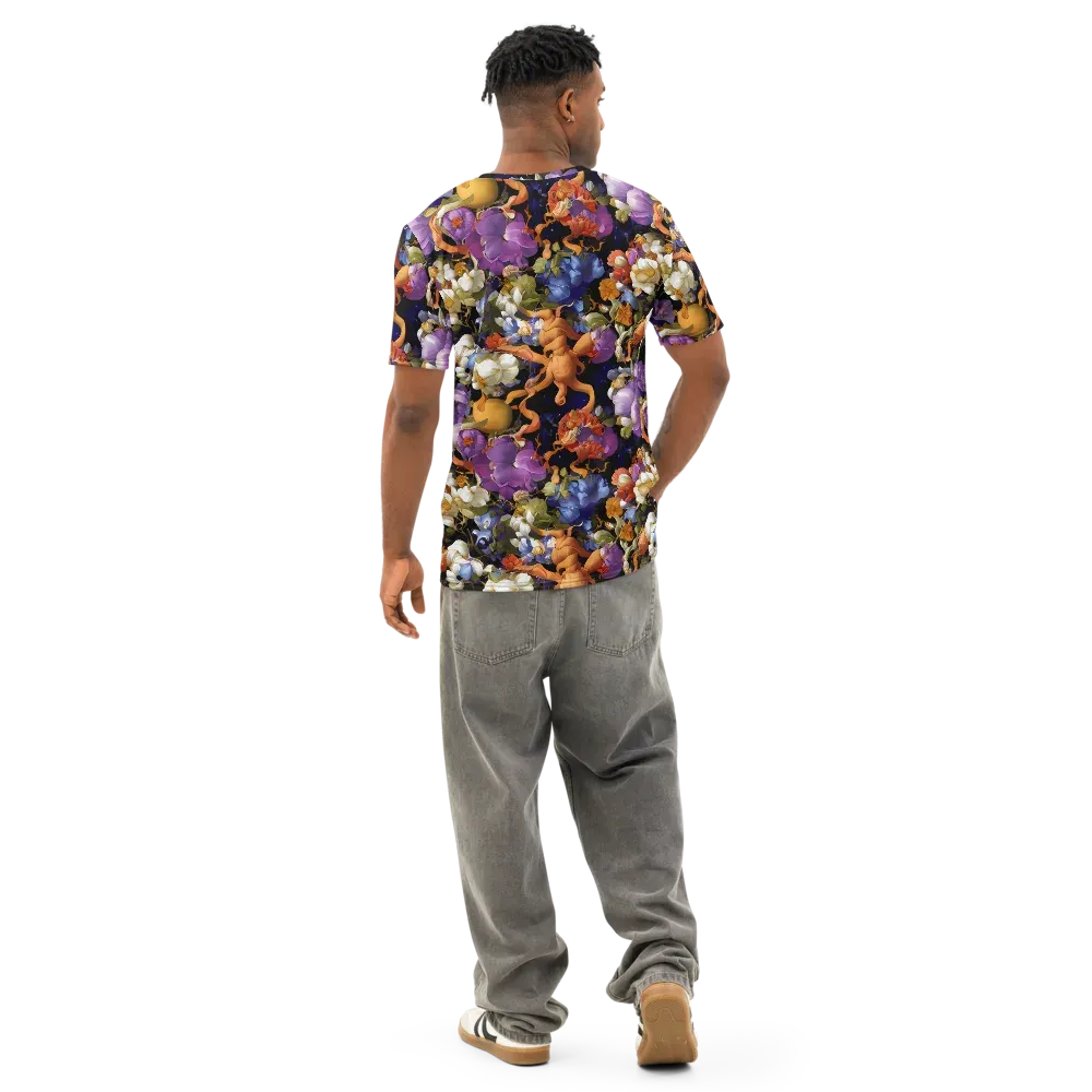 Blooming Cosmos on Men's Cotton Crew Neck T-Shirt — Back