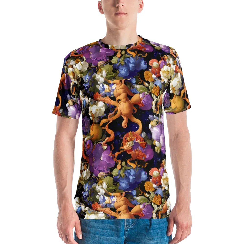 Blooming Cosmos on Men's Crew Neck T-Shirt — Front