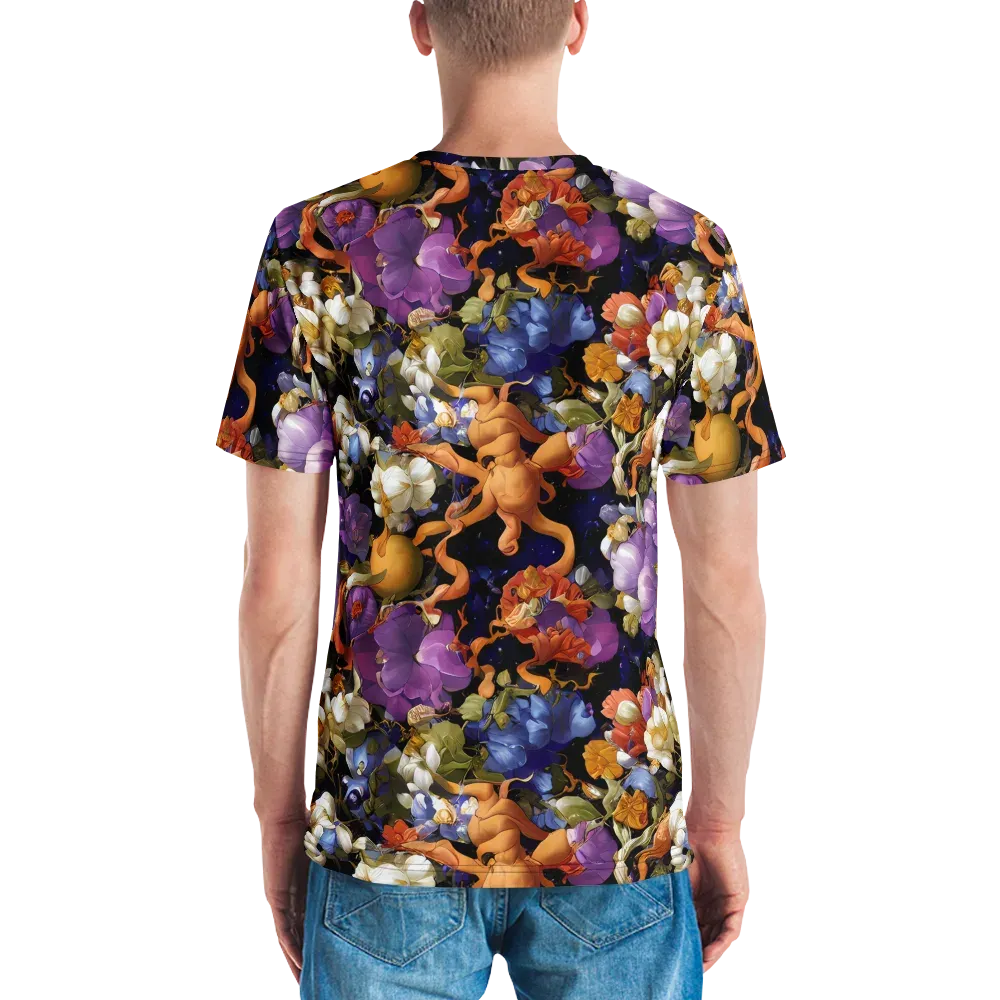Blooming Cosmos on Men's Crew Neck T-Shirt — Back