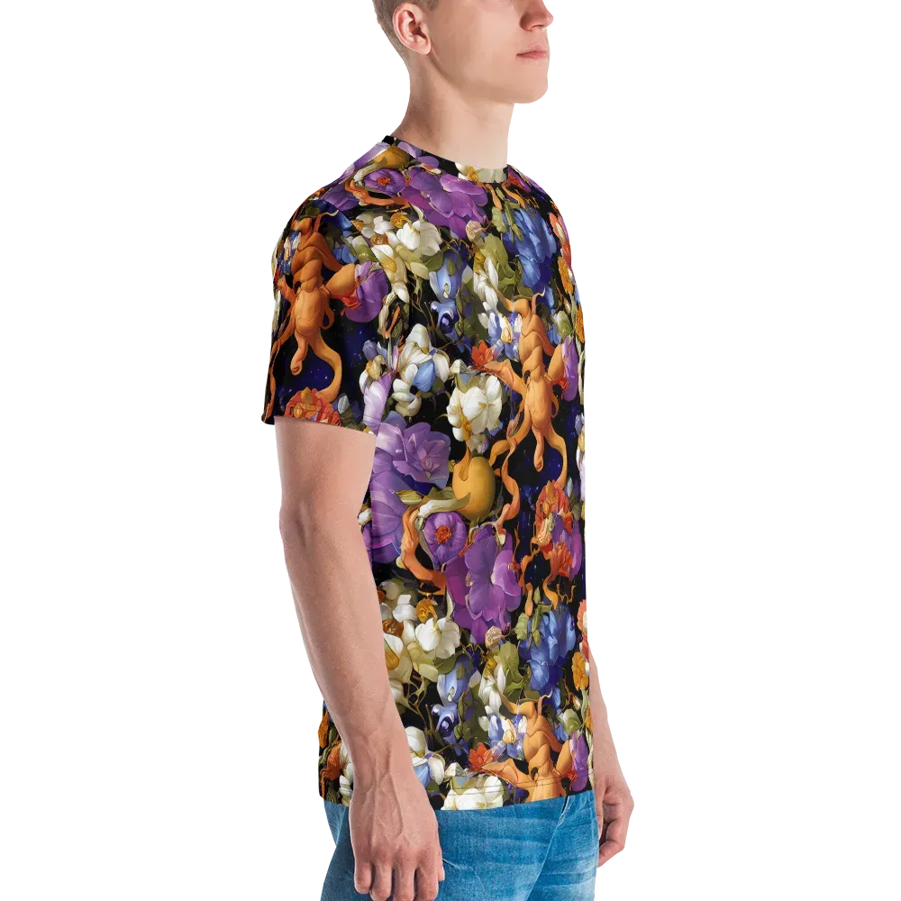 Blooming Cosmos on Men's Crew Neck T-Shirt — Right
